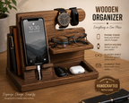 Wooden Desk Organizer | Phone, Watch & Glasses Holder