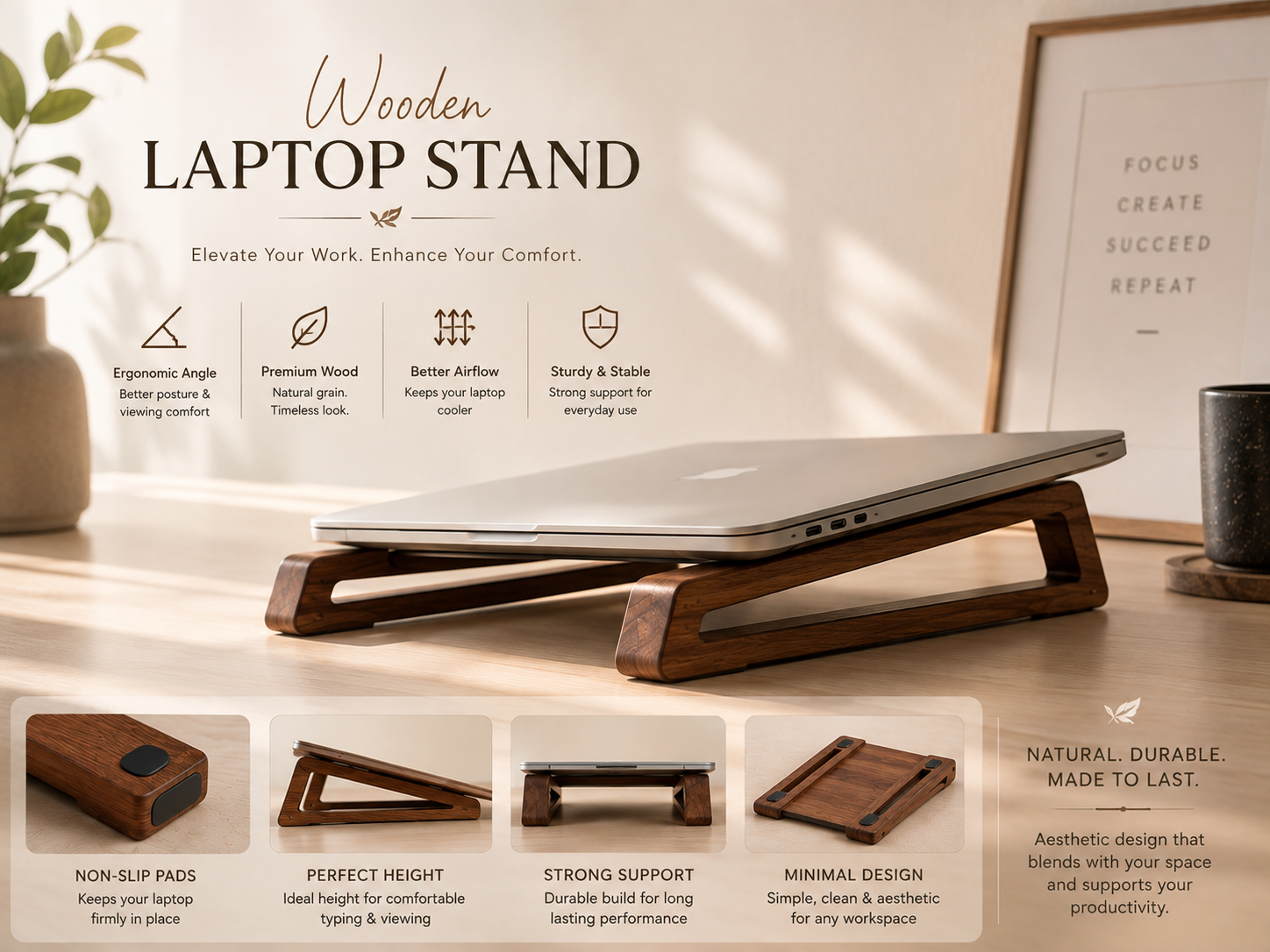 Wooden Laptop Stand